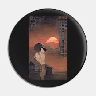 City Sunset Surreal Art Pin