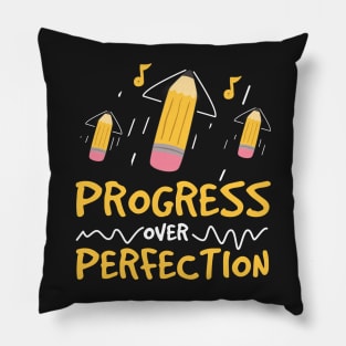 Motivational Progress Over Perfection Back to School Pillow