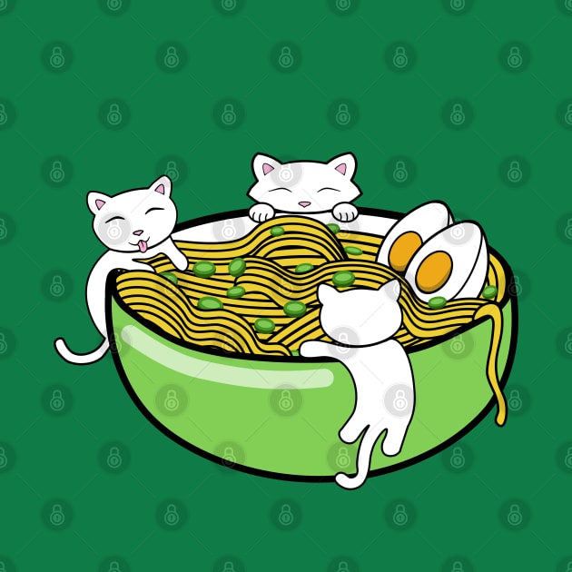 Tasty ramen noodle soup in a green bowl by Purrfect