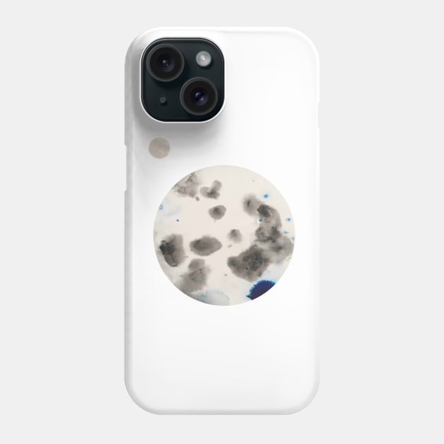 Silver Moon Planet Watercolor with Silver Orb Phone Case by HRothstein