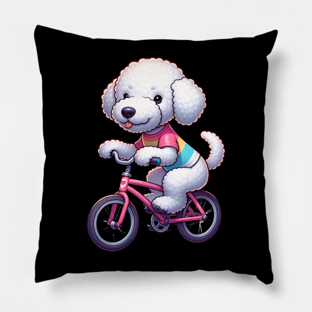 Cute Bedlington Terrier Puppy Cycling Pillow by The Jumping Cart