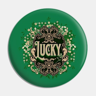 Vintage Victorian Floral Lucky Shamrocks Pin