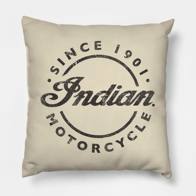 Retro Indian Motorcycles Pillow by Brown Pencil