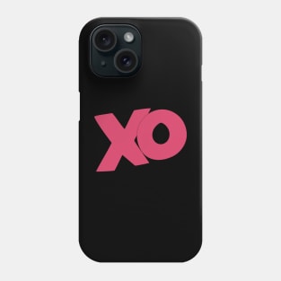 XO hugs and kisses cartoon text art in dark pink Phone Case