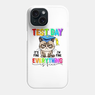 Retro Test Day Black Cat It's Fine I'm Fine Everything Fine Phone Case