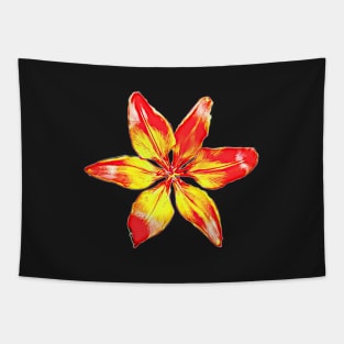 Orange Tiger Lily Watercolor Style Tiled Pattern Tapestry