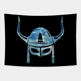 Blue Tie Dye Samurai Ninja Warrior Helmet Tapestry