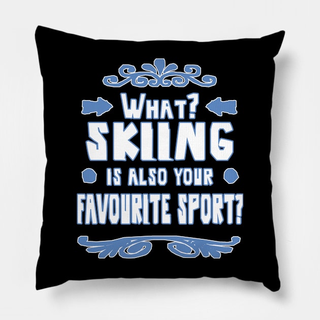 Ski skiing apres winter mountains hut Alm Pillow by FindYourFavouriteDesign