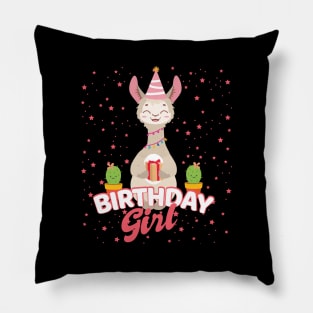 'Alpaca Llama Cactus Birthday Girl' Alpaca Llama Gift Pillow