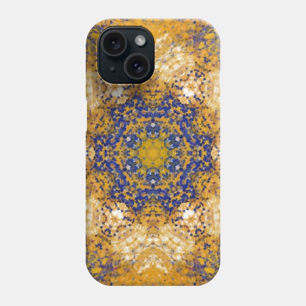 Digital Mandala Yellow Blue and White Phone Case by WormholeOrbital