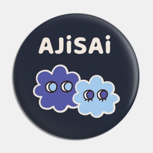 AJISAI - Cryptic Nihongo - Cartoon Hydrangea with Japanese (Dark) Pin