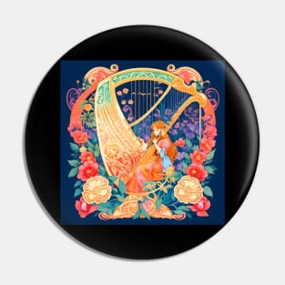 Beautiful Whimsical Harp Pin