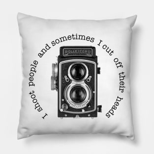 Retro Camera - Shoot Joke - Black Text Pillow