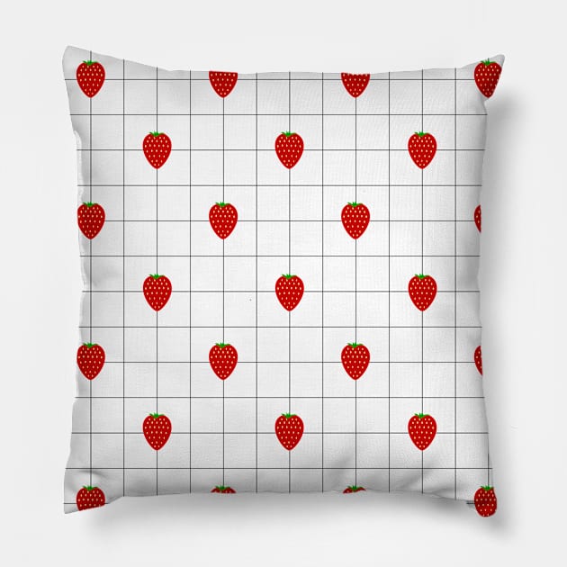 STRAWBERRY GRID Pillow by RickTurner