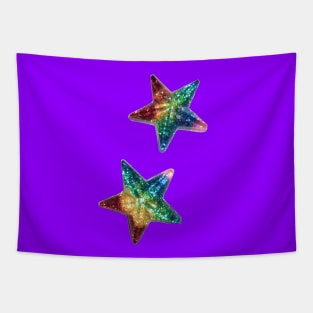 Rainbow glittery stars Tapestry