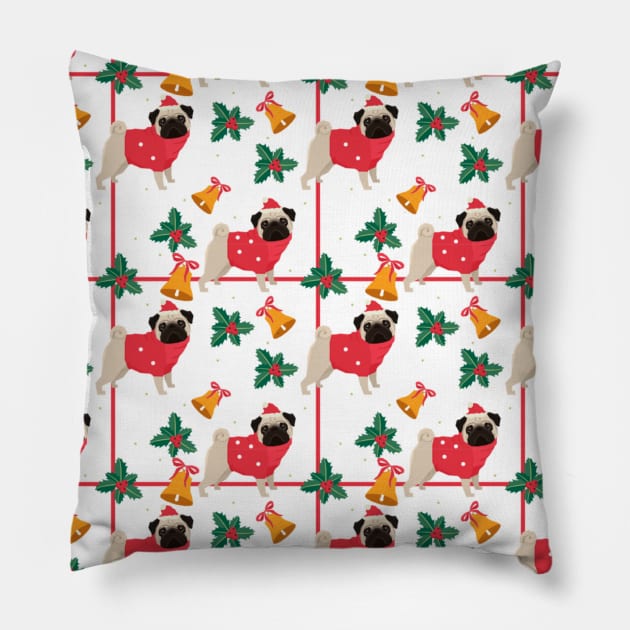 Christmas Dog Puppies Pillow by Kiroiharu