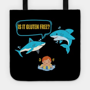 Is This Gluten Free Vintage Shark Funny Gluten Intolerance Celiac Disease Tummy Problems Celiac Awareness Tote