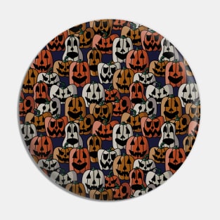 Pile of Jack o Laterns - Halloween Pattern - Dark Colors Pin