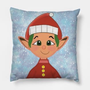 Christmas Elf in the Snow. Pillow