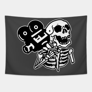 Skelleton Holding vintage film camera Tapestry