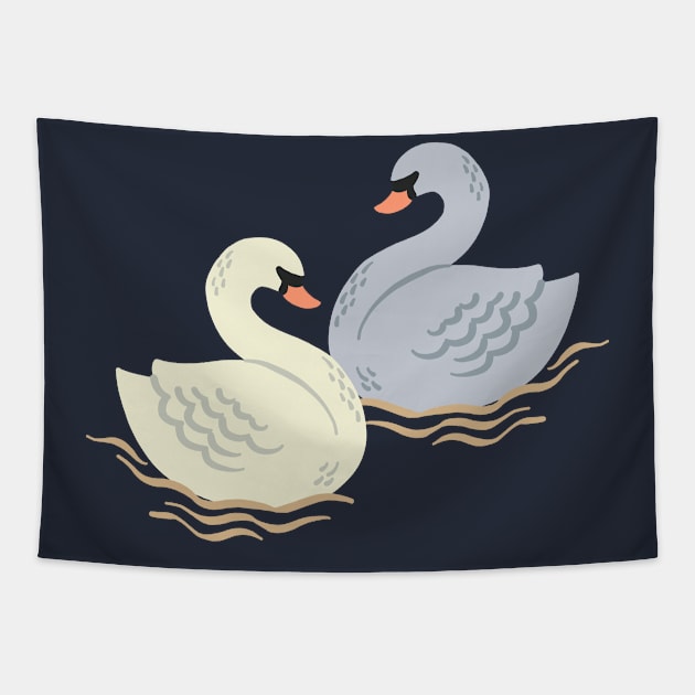 Swan Pair Tapestry by Rebelform