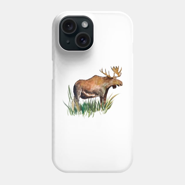 Bull Moose Watercolor Sketch Phone Case by julyperson