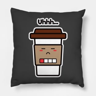 Uhhh... | Coffee Cup | Charging | Low Battery | Cute Kawaii | Dark Gray Pillow