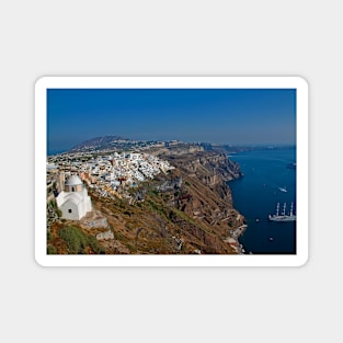 Greece. Santorini. Looking at Thira. Magnet