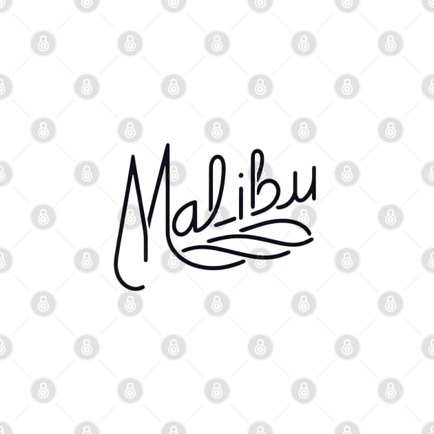 Malibu Groove: Vintage Script (black) by Retro Travel Design