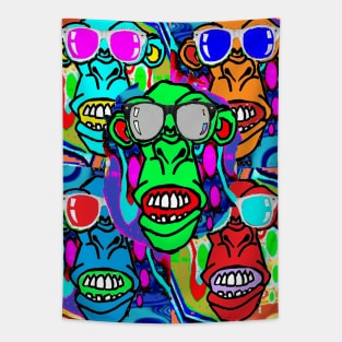 stranger Green Monkey with Grey Sunglasses Tapestry