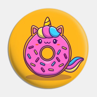 Cute Unicorn Doughnut Donut Cartoon Pin