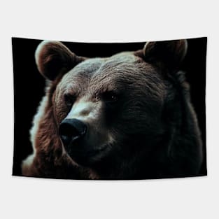 A brown bear in nature that looks cute and cuddly looks warm. Tapestry