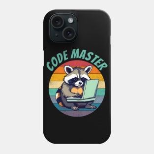 Cute programming raccoon coding. Funny programmer gift. Phone Case