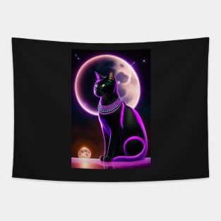 Royal Black Cat Moon theme Tapestry
