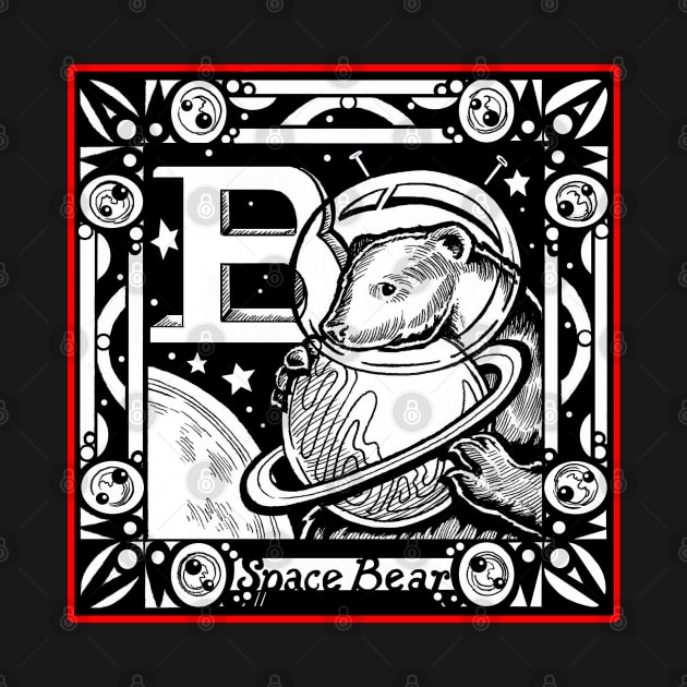 B is For Bear - Red Outlined Design by Nat Ewert Art