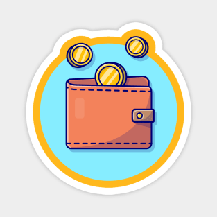 Wallet With Gold Coin Cartoon Vector Icon Illustration (2) Magnet