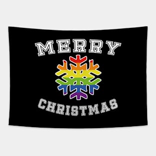 Merry Queer Christmas - Pride Rainbow Snowflake Tapestry