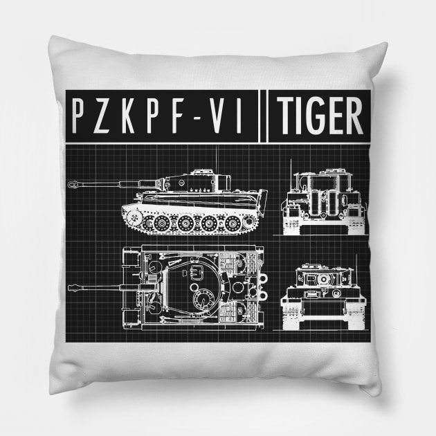 PZKPFW VI BLUEPRINT Pillow by theanomalius_merch