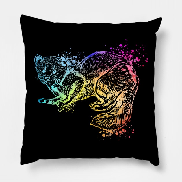 Colorful ferret Pillow by Modern Medieval Design