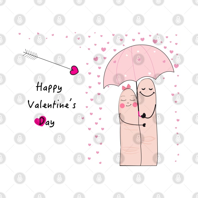 Finger couple valentine's day with love rain by GULSENGUNEL