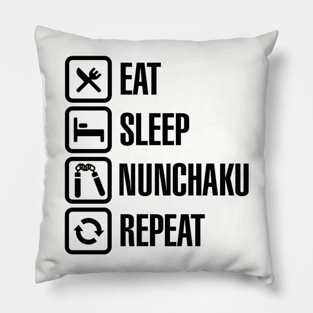 Eat Sleep Nunchaku Repeat Pillow by LaundryFactory