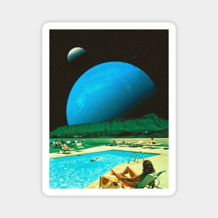 Green Moon - Space Collage, Retro Futurism, Sci-Fi Magnet