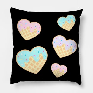 Cute Pastel Kawaii Waffle Hearts with Sprinkles Pillow