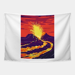 Hawaii Volcanoes National Park with active KIlauea volcano United States WPA Poster Art Color Tapestry