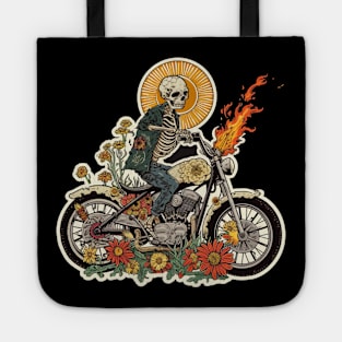 skeleton  riding a motobike Tote