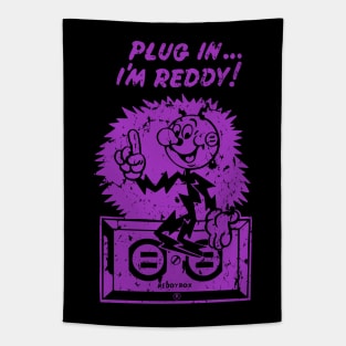 plug in reddy kilowatt distressed purple Tapestry