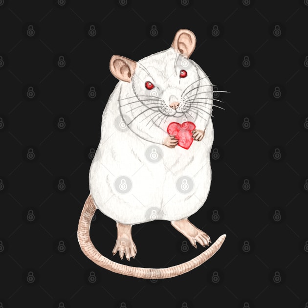 Albino Rat with Heart by WolfySilver