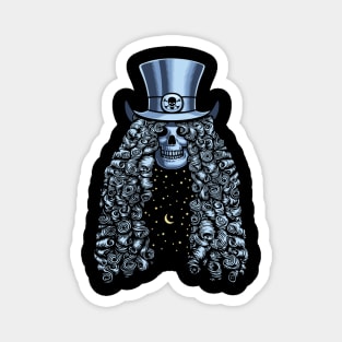 Long Hair Top Hat Skull of Rock Magnet