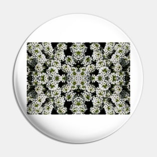 White Alyssum Flowers Mandala Warp Abstract Pin