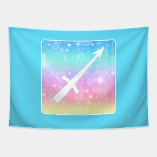 Sagittarius Horoscope Zodiac Unicorn Sparkle Square Monogram Tapestry